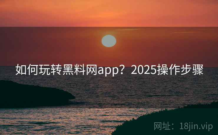 如何玩转黑料网app？2025操作步骤